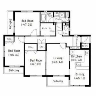 ラフィネメゾン瑞穂【3階】の間取り