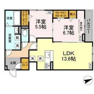 ルヴィータ広瀬【202号室】の間取り