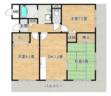 ロトルア【2D号室】の間取り