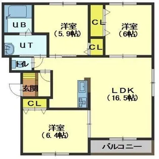 ウィンザーコート的場【104号室】の間取り