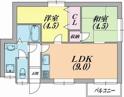 南五葉ハイツ【3階】の間取り