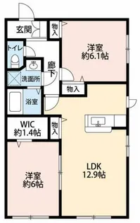 デュラアサヒD棟【101号室】の間取り