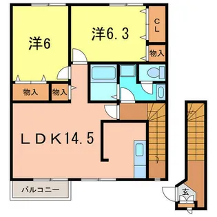 グリーンハイツ宮町B【2階】の間取り