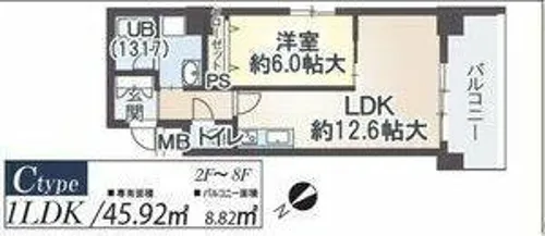 タカマツレジデンス鶴舞公園【8階】の間取り