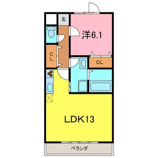 アンプルール リーブル 悠Ⅱ【2階】の間取り
