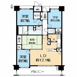 ディークラディア甲東園【2階】の間取り