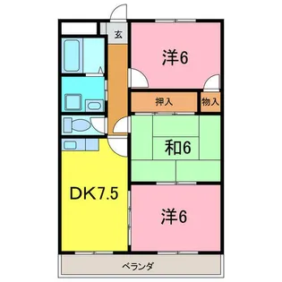 ジュネス保田3【6階】の間取り