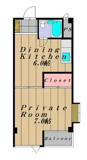 ニューハイツ松川【105号室】の間取り