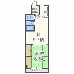 石橋ハイツⅠ【802号室】の間取り