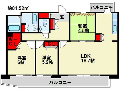 ブロッサム・ベルジュ戸畑【704号室】の間取り