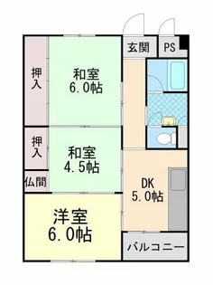 住吉台東住宅3号棟【3階】の間取り