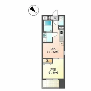 プラージュ大曽根【1B号室】の間取り
