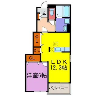 メゾンプラースⅠ・Ⅱ【1101号室】の間取り