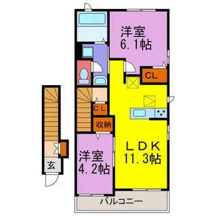 エスペランサ中仁野Ⅲ・Ⅳ【4204号室】の間取り