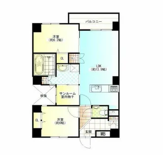 福岡県福岡市中央区荒戸1丁目【マンション】の間取り