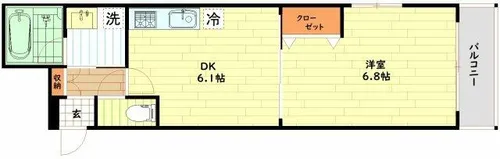 アパートメント玉川【6階】の間取り