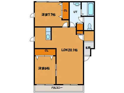 サンエスタシオン湯川【207号室】の間取り