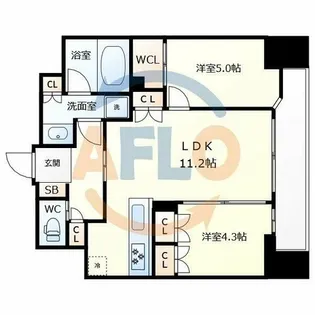 STANDZ四天王寺前夕陽丘【9階】の間取り