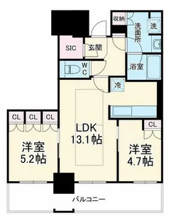 ブランズタワー梅田North【6階】の間取り