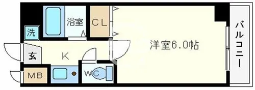 セレッソコート西心斎橋Ⅲ【8階】の間取り