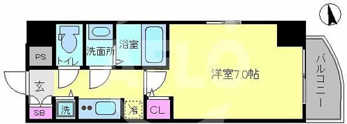 Fortuney北堀江【13階】の間取り
