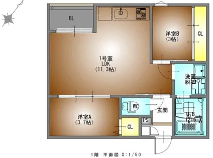 REGALESTルミナス黄金【1階】の間取り