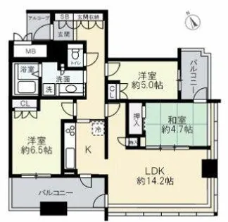 ローレルタワーサンクタス梅田【23階】の間取り