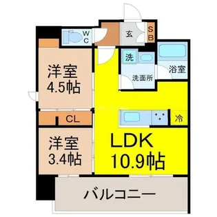 デュオフラッツ今池フレナ【7階】の間取り