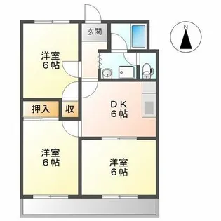 ブルーリボン B棟【205号室】の間取り