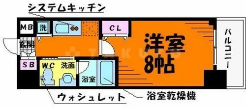 ISM谷町六丁目【8階】の間取り