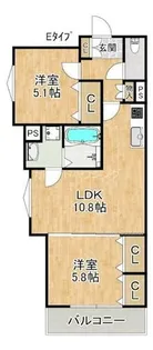 クリエオーレりんくうタウン【1階】の間取り