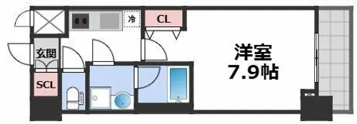 スプランディッド上本町WEST【2階】の間取り