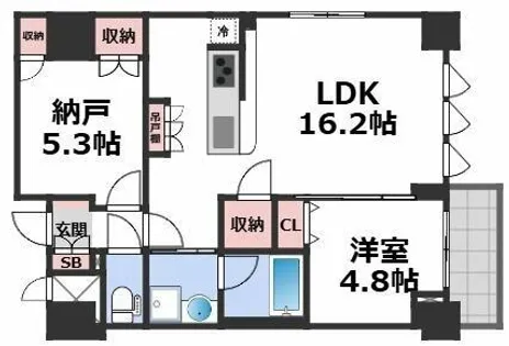 スプランディッド上本町WEST【2階】の間取り