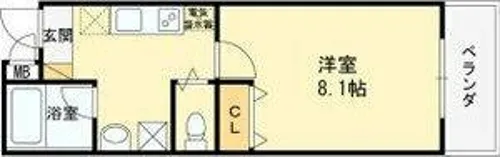 ブライト日根野Ⅱ【408号室】の間取り