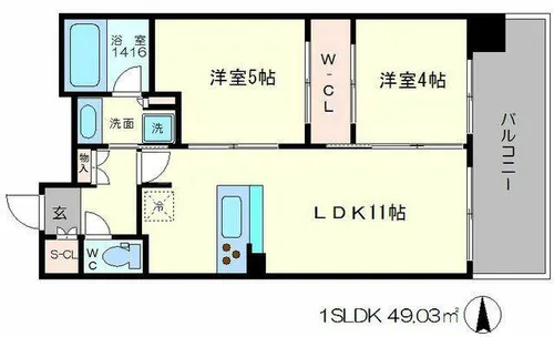 セレニテ心斎橋グランデ【14階】の間取り