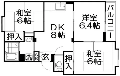 ハピネス西口Ⅱ【1階】の間取り