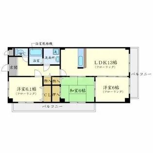 日恵ハイツE棟【3階】の間取り