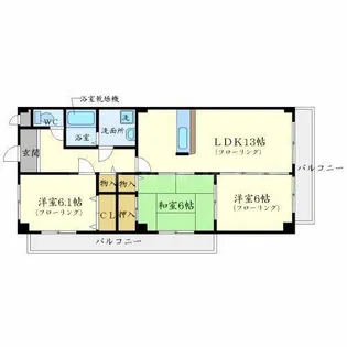 日恵ハイツE棟【3階】の間取り
