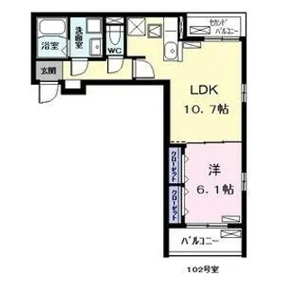 シャローム応仁【102号室】の間取り
