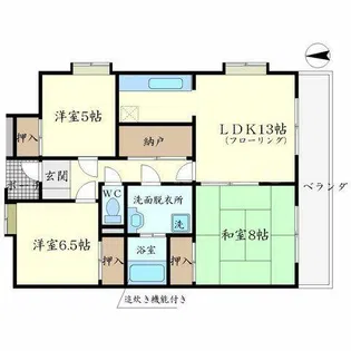 サンライズコート緑地公園B棟【2階】の間取り