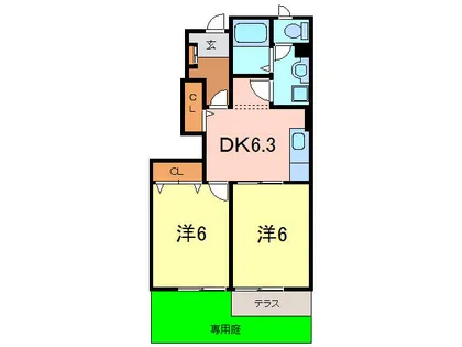 ロンジェヴィテ東沖 A【101号室】の間取り
