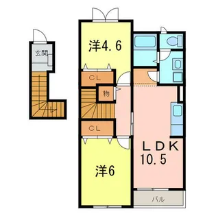 ロンジェヴィテ東沖 B【202号室】の間取り