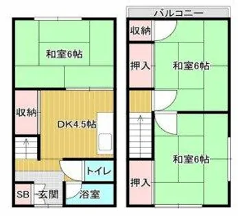 大阪府摂津市正雀2丁目【テラスハウス】の間取り