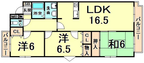 レグリス甲東園WEST【1階】の間取り