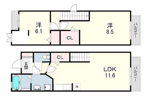 クレール有瀬【1階】の間取り
