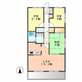 レジデンス松原【6階】の間取り