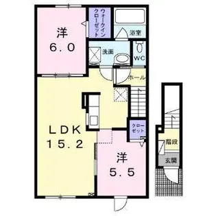ベルカルム桔梗Ⅱ【2階】の間取り