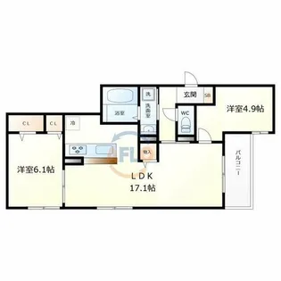 Clashist墨江【3階】の間取り