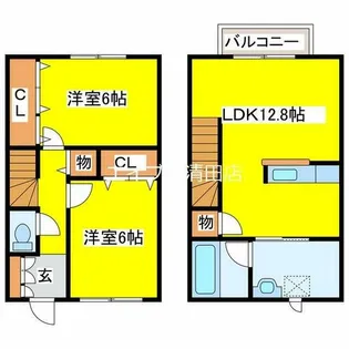 北海道札幌市清田区清田七条3丁目【タウンハウス】の間取り