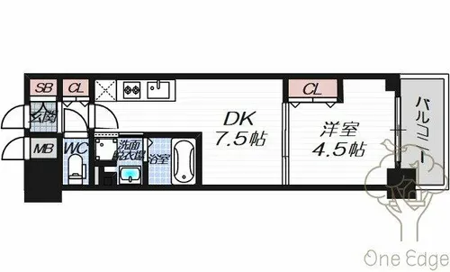 ザ・パークハビオ天満橋【4階】の間取り